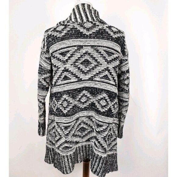 FOREVER 21 Open Drape Front White/Black Tribal Long Cardigan Sweater Womens S - Picture 3 of 4